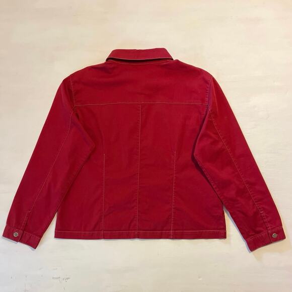 Chicos Red Jacket Shirt Button Down Womens Size 2 / L Work Casual Layer Travel - Picture 7 of 14